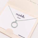 88853, DAINTY HALF CHAIN ROUND CUBIC ZIRCONIA PENDANT NECKLACE
