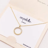 88853, DAINTY HALF CHAIN ROUND CUBIC ZIRCONIA PENDANT NECKLACE