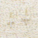 88871, CROSS BAGUETTE CUBIC ZIRCONIA EARRING