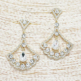 88886, FAN RHINESTONE EVENING EARRING