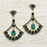 88886, FAN RHINESTONE EVENING EARRING