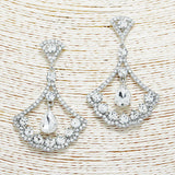 88886, FAN RHINESTONE EVENING EARRING