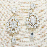 88888, OVAL N MARQUISE ACCENT RHINESTONE EVENING EARRING