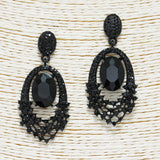 88891, OVAL ACCENT PAVE RHINESTONE EVENING EARRING