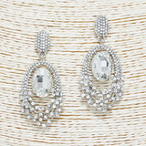 88891, OVAL ACCENT PAVE RHINESTONE EVENING EARRING
