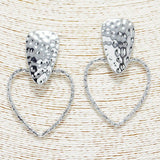 Large Hammered Heart Metal Earring