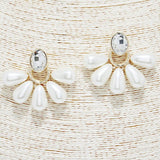 Oval Accent Pearl FAN Post Earring - view 3