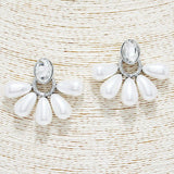Oval Accent Pearl FAN Post Earring - view 4