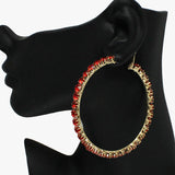 88954, RHINESTONE ROUND HOOP EARRING