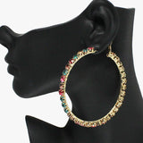 88954, RHINESTONE ROUND HOOP EARRING