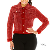88959, BLING CRYSTAL EMBELLISHED RED DENIM JACKET