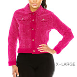 88959, BLING CRYSTAL EMBELLISHED FUCHSIA DENIM JACKET