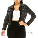 88959, BLING CRYSTAL EMBELLISHED BLACK DENIM JACKET