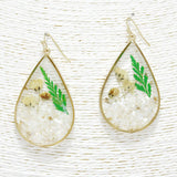 88962, FLOWER PRESSED TEARDROP EARRING
