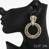 88964, OPEN CUT ROUND METAL CLIP ON EARRING