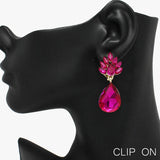 88967, TEARDROP ACCENT RHINESTONE EVENING CLIP ON EARRING