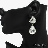 88967, TEARDROP ACCENT RHINESTONE EVENING CLIP ON EARRING