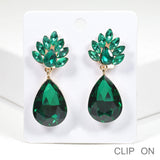 88967, TEARDROP ACCENT RHINESTONE EVENING CLIP ON EARRING