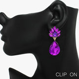 88967, TEARDROP ACCENT RHINESTONE EVENING CLIP ON EARRING
