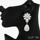 88970, TEARDROP PEARL EVENING CLIP ON EARRING