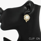 88971, PAVE RHINESTONE N PEARL EVENING CLIP ON EARRING