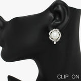 88971, PAVE RHINESTONE N PEARL EVENING CLIP ON EARRING