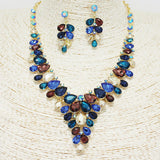 88981, TEARDROP ACCENT RHINESTONE EVENING NECKLACE SET