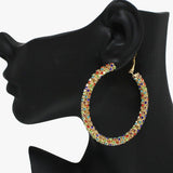 88985, PAVE RHINESTONE ROUND HOOP EARRING