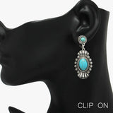 88988, WESTERN OVAL ACCENT CLIP ON EARRING