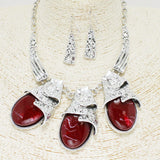 89001, TRIPLE OVAL SHAPE NATURAL STONE NECKLACE