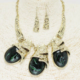 89001, TRIPLE OVAL SHAPE NATURAL STONE NECKLACE