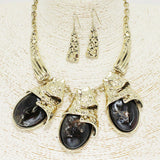89001, TRIPLE OVAL SHAPE NATURAL STONE NECKLACE