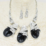 89001, TRIPLE OVAL SHAPE NATURAL STONE NECKLACE