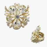 89014, FLOWER ACCENT RHINESTONE STRETCH RING