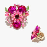 89014, FLOWER ACCENT RHINESTONE STRETCH RING