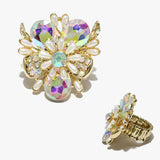89014, FLOWER ACCENT RHINESTONE STRETCH RING