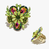 89014, FLOWER ACCENT RHINESTONE STRETCH RING