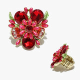 89014, FLOWER ACCENT RHINESTONE STRETCH RING