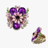 89014, FLOWER ACCENT RHINESTONE STRETCH RING