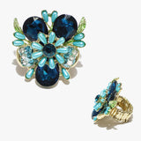 89014, FLOWER ACCENT RHINESTONE STRETCH RING
