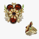 89014, FLOWER ACCENT RHINESTONE STRETCH RING