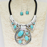 89016, NATURAL STONE ACCENT STATEMENT NECKLACE