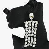 89019, RECTANGLE ACCENT RHINESTONE EVENING EARRING