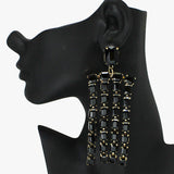 89019, RECTANGLE ACCENT RHINESTONE EVENING EARRING
