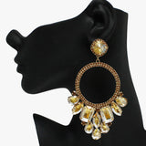 89020, GEOMETRIC ACCENT RHINESTONE EVENING EARRING