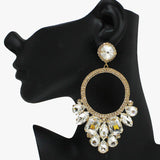 89020, GEOMETRIC ACCENT RHINESTONE EVENING EARRING