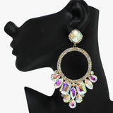 89020, GEOMETRIC ACCENT RHINESTONE EVENING EARRING