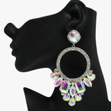 89020, GEOMETRIC ACCENT RHINESTONE EVENING EARRING