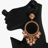 89020, GEOMETRIC ACCENT RHINESTONE EVENING EARRING