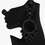 89020, GEOMETRIC ACCENT RHINESTONE EVENING EARRING